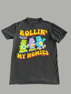 Rollin With My Homies Care Bears Black Graphic T-Shirt Size M
